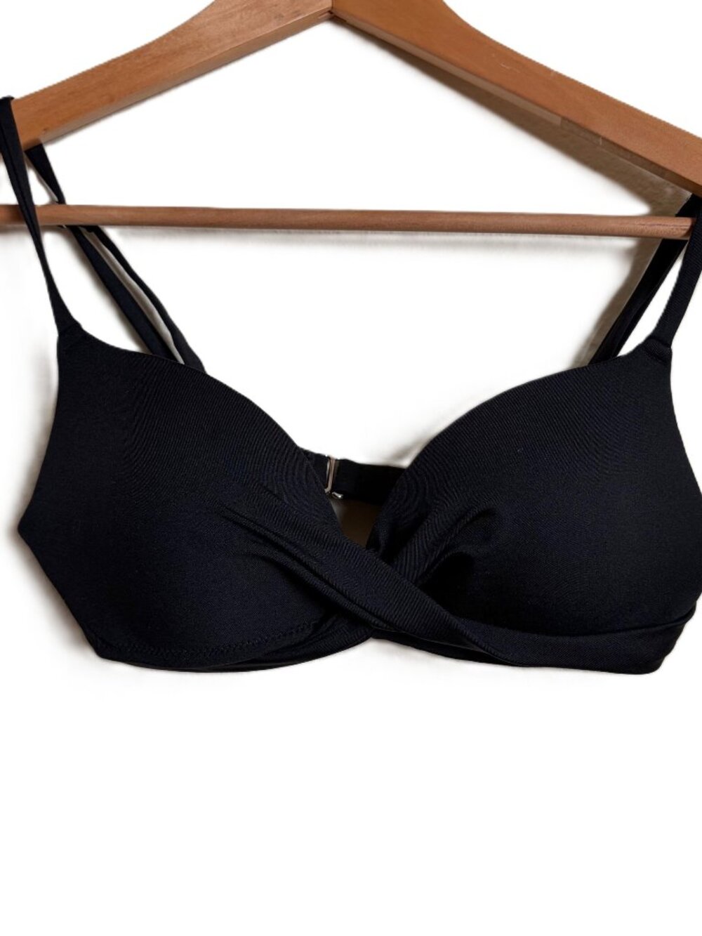 H&M Push-Up Bikini Top – Black, Size 34A | Twist Front, Adjustable